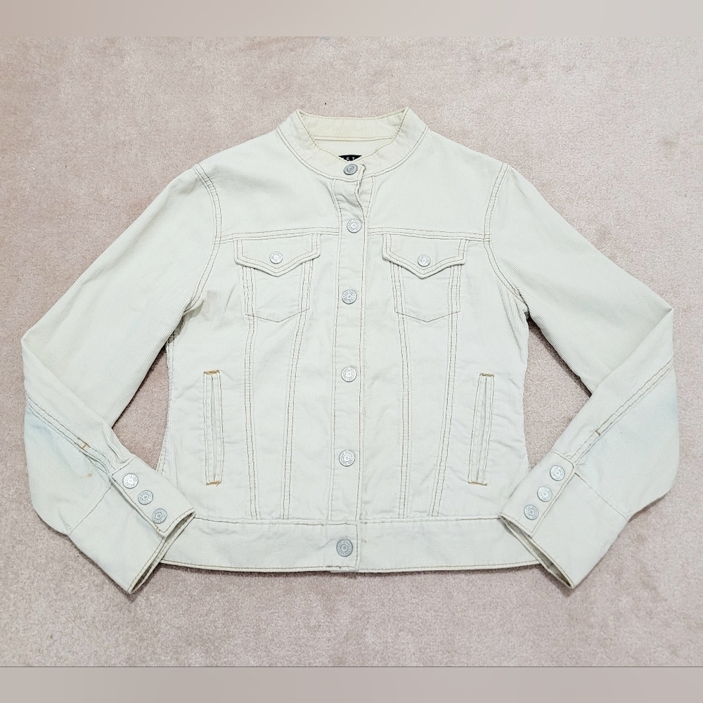GAP Stretch Corduroy Jacket Women’s Size Medium Tan Button Front - Picture 3 of 10